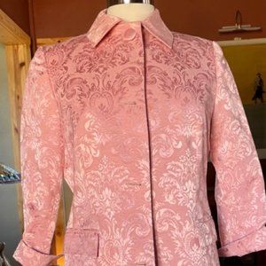 GEORGIOU STUDIO PINK BROCADE EVENING COAT. SZ 10. LIGHT WEIGHT